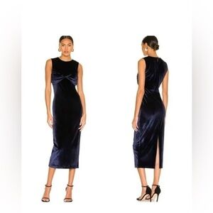House of Harlow Navy Blue Velvet Midi Dress Size Small